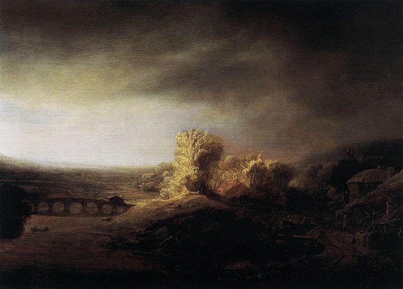 REMBRANDT Harmenszoon van Rijn Landscape with a Long Arched Bridge oil painting picture